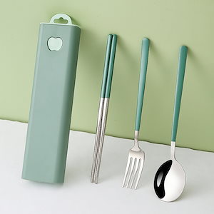 304ステンレス食器アイデア韓国式箸フォークスプーン携帯食器ギフトセット収納ボックス