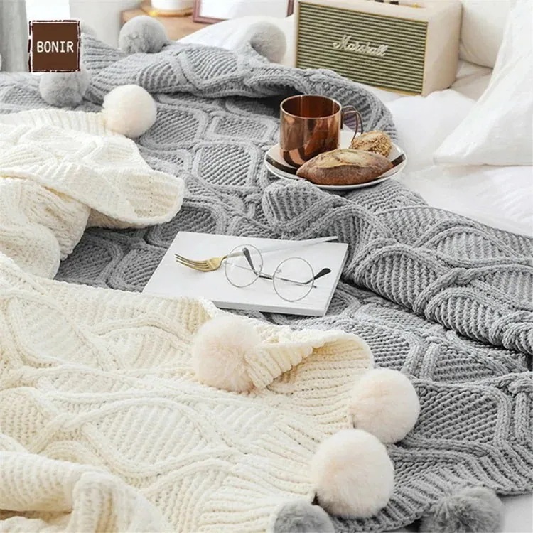 ブランケット大判ひざ掛けフリンジ ベッドカバー布団カバーソファーカバー 白ピンクグレータオルケット あったか掛け毛布無地ニット