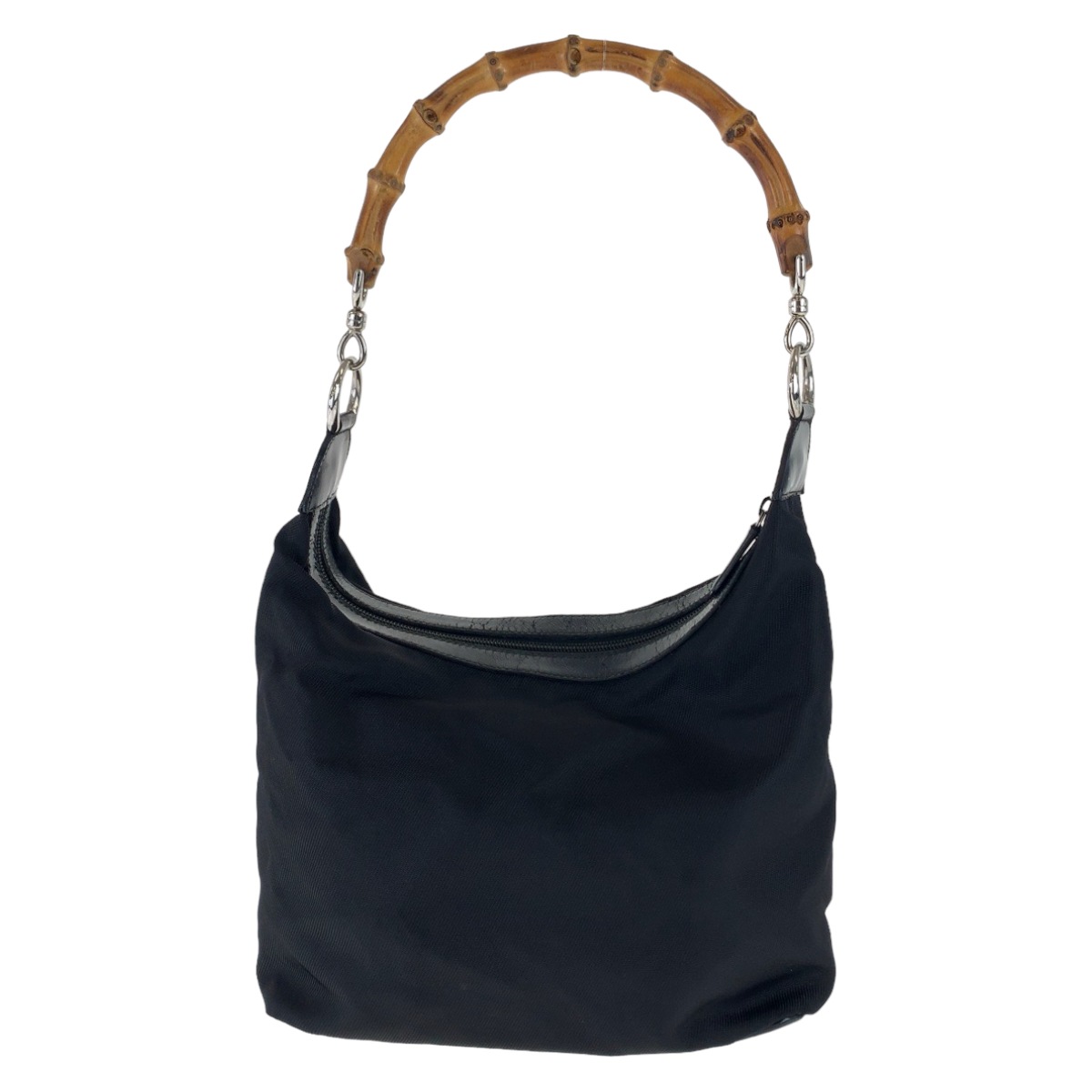 バンブー ブラック ブラウン シルバー金具 ナイロン 000 2855 0513 5 ホーボー ショルダーバッグ レディース 407830