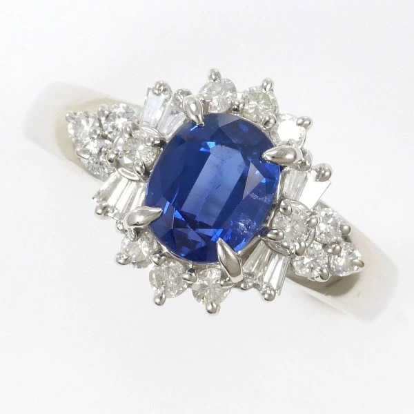 PT900 プラチナ リング 11号 サファイア 1.29 ダイヤ 0.41 カード鑑別書 中古 65,120円