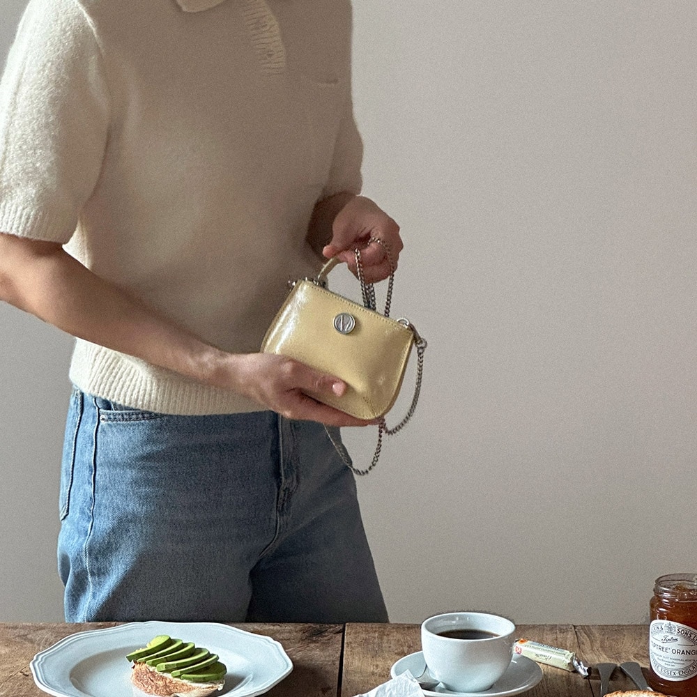 コートドモアエクランミニダブルチェーンバッグ-バター