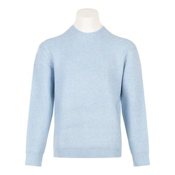 メンズ ミニマル ウール ハッチ ラウンド ニットティー SG-KN-Q055-ソラ