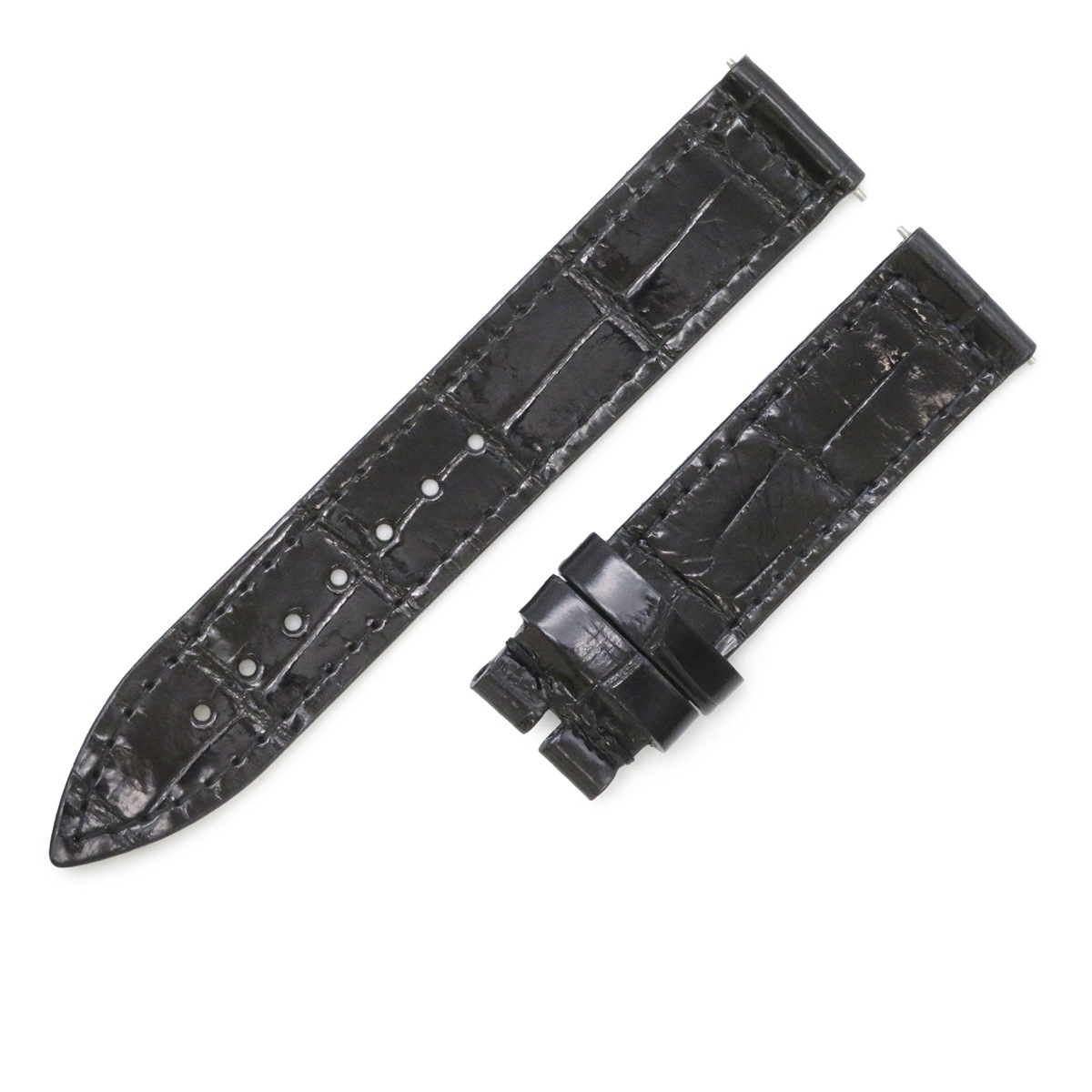 ロングアイランド 900/902用 クロコバンド レディース 未使用 純正 替え ベルト シャイニー 16mm 黒 3年保証