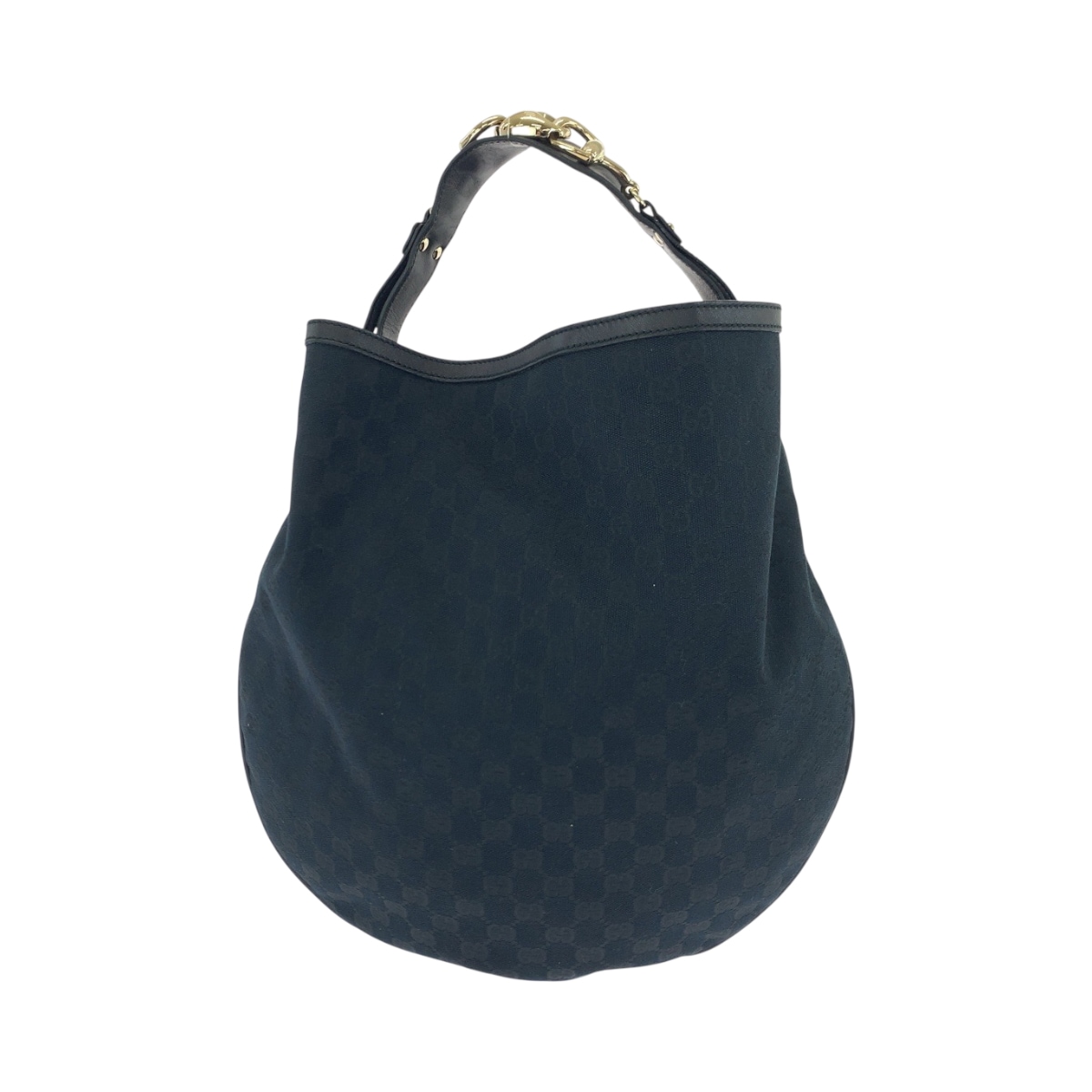 美品 ブラック 黒 ゴールド金具 GGキャンバス 170414 ホーボー ショルダーバッグ 肩掛け レディース 503548