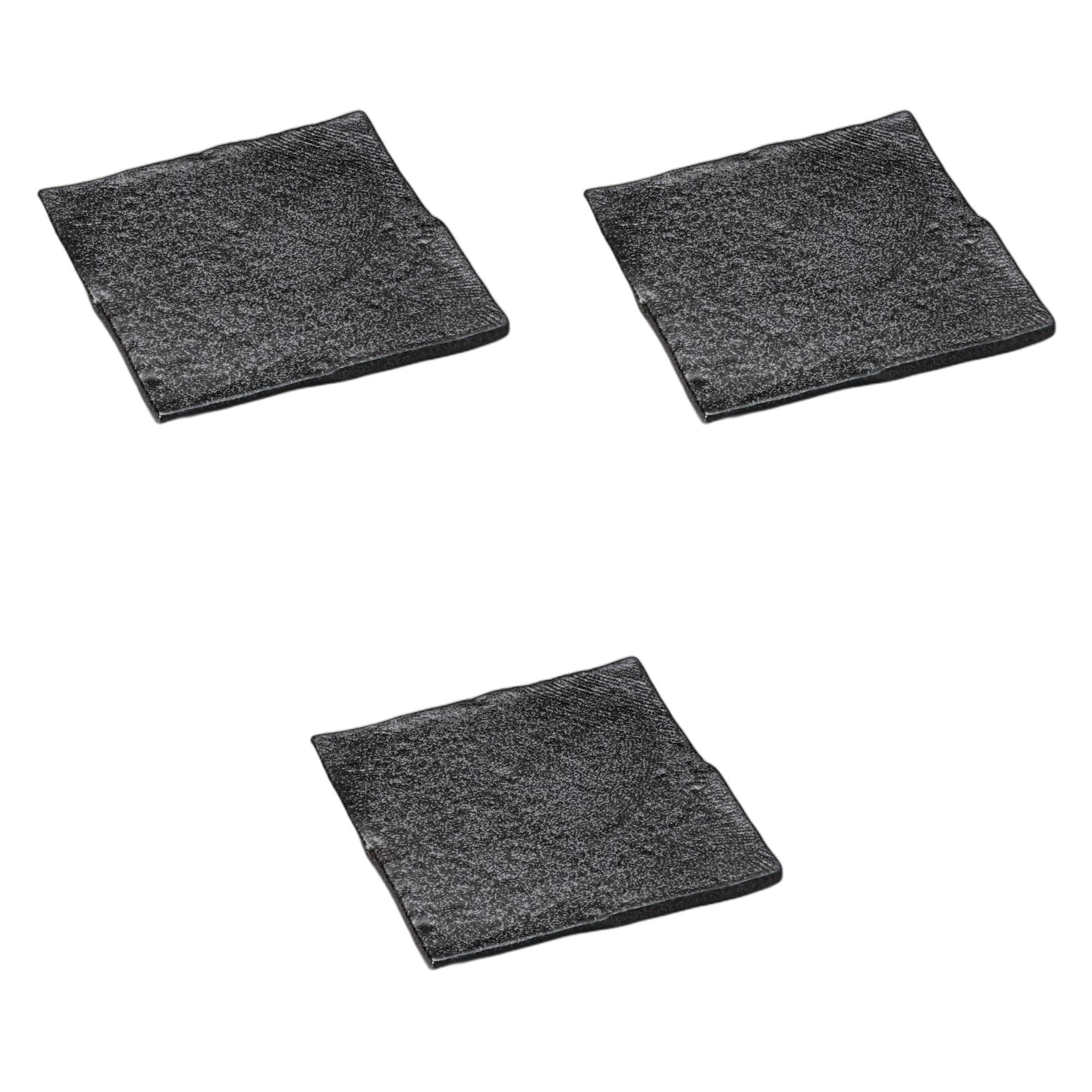 3個セット いぶし黒玄24cm正角皿 [ 24.5×24.5×2cm ] 角皿陶磁器 セトモノホンポ(Setomonohonpo)