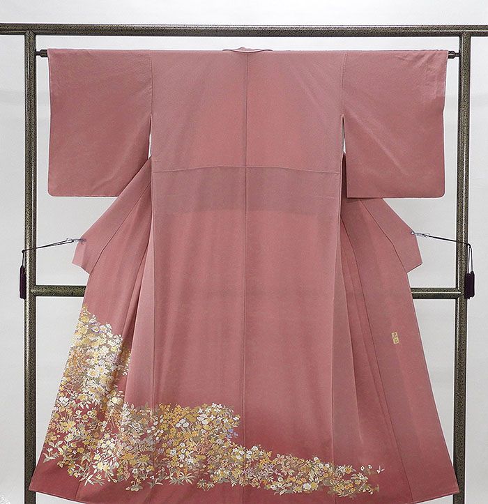 色留袖 未着用美品 正絹 金彩友禅 和田光正作 四季花模様 身丈149cm 裄丈63.5cm 色留袖 紋なし 未使用 新古品 着物 フォーマル 結婚式 披露宴 f4004