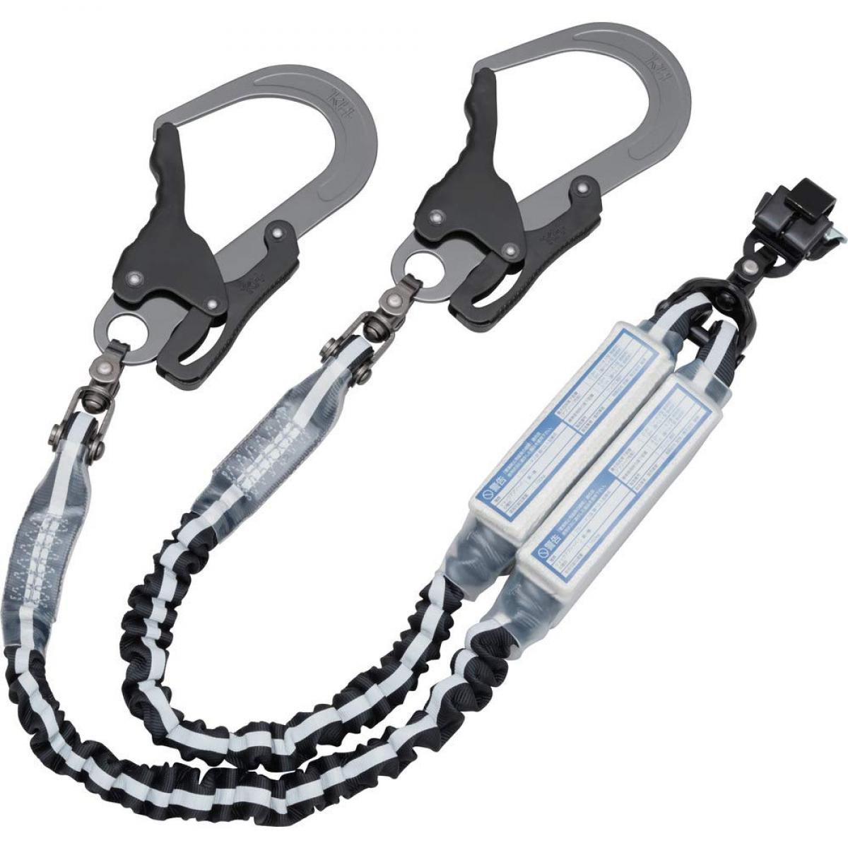 基陽 KH W1JPWS-17 ダブルじゃばらランヤード アルミレバー ペダルフック 反射テープ-黒 墜落制止用器具