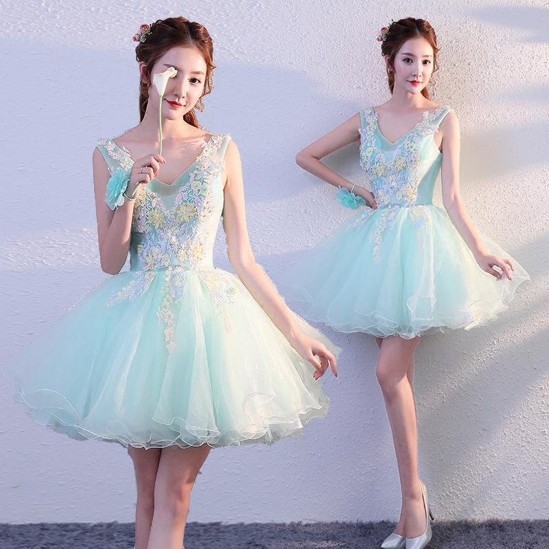 新規販売 数量限定 カラードレス レディース ショート ワンピース 公演 パーティードレス プリンセス お花 Vネック ダンスウェア コスチューム 発表会 舞台衣装 ライブ 夏 女子洋服 ポイントの使