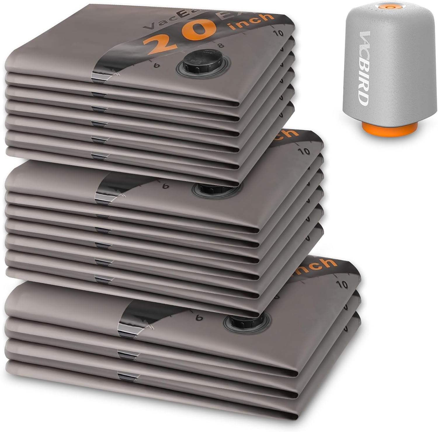 Vacbird 圧縮袋 旅行 衣類圧縮袋 電動 ポンプ 充電式 15枚（6枚S+6枚M+３枚L) 圧縮バッグ 旅行 真空 収納 衣類 洋服 圧縮 あっしゅく袋 再利用可能 真空収納袋