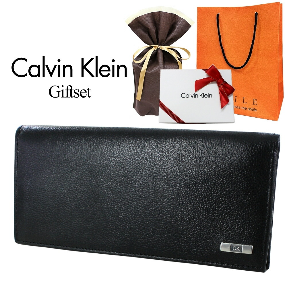 ラッピング済 プレゼント用 カルバンクライン メンズ 長財布 メンズ財布 二つ折り長財布 メンズ長財布 革 財布 黒 ブラック 誕生日プレゼント 記念日 ギフト 男性 入学 卒業 祝い 父の日