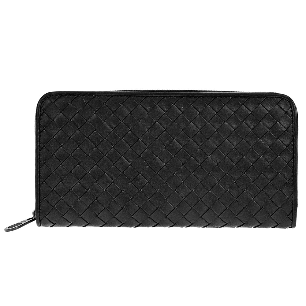 BOTTEGA VENETA 510643-V4651-1000 ボッテガヴェネタ ラウンドファスナー長財布 イントレチャートカーフスキンレザー ブラック/ガンメタル