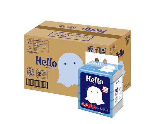 【ケース販売】ハロー ソフトパックティッシュペーパー 150組5個 x 20パック 5238