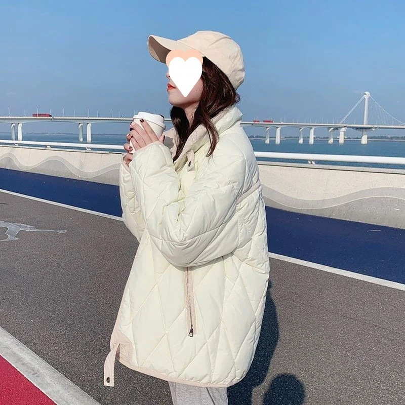 菱型縫い ダウン 綿入れ 上着 女性用 2025年 新作 トレンド 初秋 秋冬季 アウター 厚手 上着 大きいサイズ