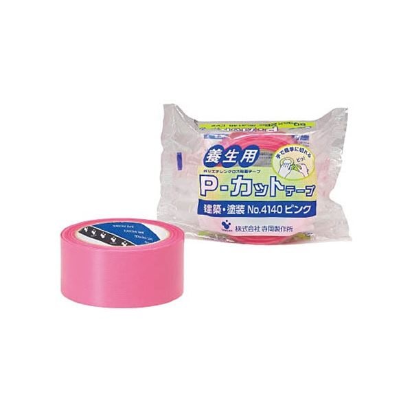 (まとめ) 寺岡製作所 養生用P-カットテープ No.4140 50mm×25m ピンク 4140P-50X25 1巻 (×30セット)