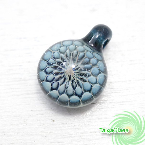 ブルー フラワー ペンダントトップ パイレックス ガラスペンダント TaigaGlass