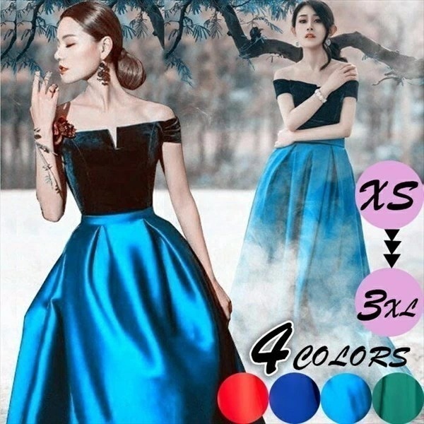 【XS～3XL】ロングドレス 演奏会 オフショルダー ドレス 結婚式 パーティードレス 舞踏会 披露宴ドレス ロング丈 カラードレス ブライズメイド ロング 小さいサイズ レッド サファイア ブルーd