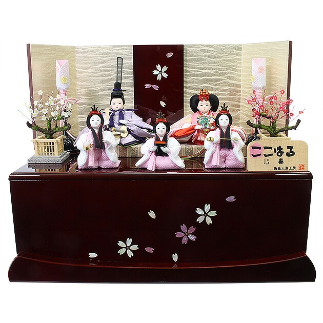 雛人形 ひな人形 お雛様 おひなさま コンパクト ミニ 名前旗 初節句 かわいい ひなまつり 雛祭り送料無料 収納飾り五人 5人ピンク2025年 新作 秀光 限定品 買得 お得 人気 P81201