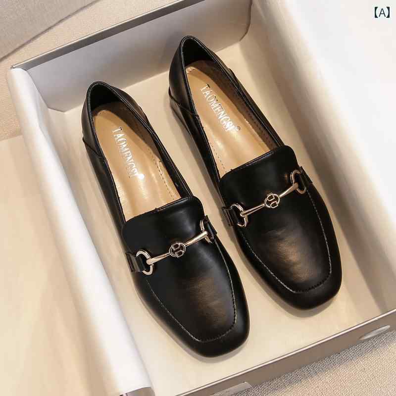 ローファー レディース シューズ 作業靴 黒 ミドル ヒール シングル シューズ ソフトレザー長 時間 立ち 歩き 太 ヒール 婦人靴 小さい サイズ 33 34 秋