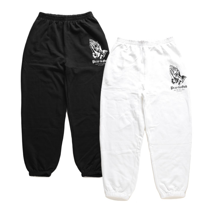 ACEFLAG スウェットパンツ 裏パイル メンズ 春夏秋冬用 黒/白 大きいサイズ エースフラッグ スウェット ロングパンツ シンプル 2Pac b系 ヒップホップ