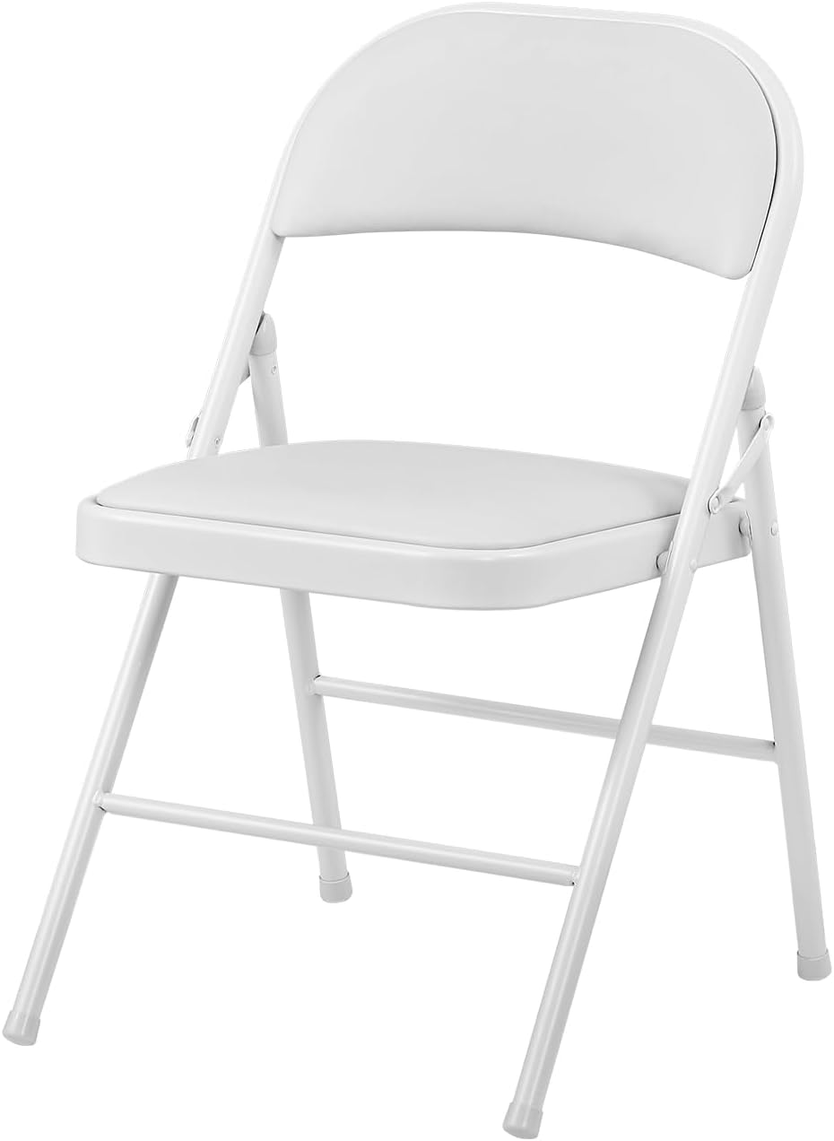 BOOSDEN パイプ椅子 折りたたみ ミーティングチェア 会議椅子 折り畳み イス ダイニングチェア いす 折りたたみチェア 背もたれ 金属製 省スペース シンプル イベント ホワイト