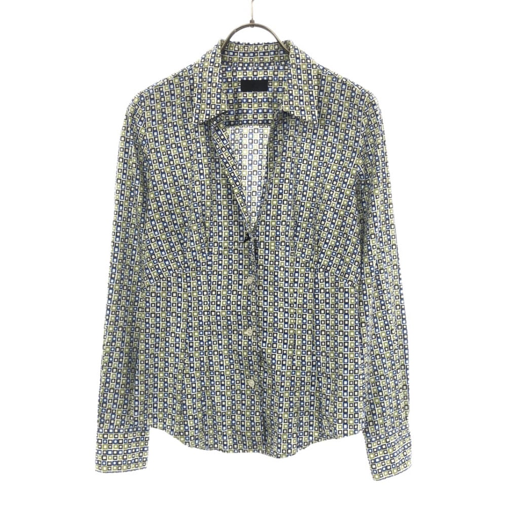 ポールスミスブラック 総柄 長袖 コットンシャツ 40 ホワイト Paul Smith BLACK レディース