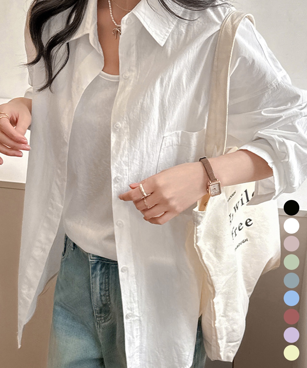 国内即納 シャツレディースオーバーサイズ長袖シャツ 21SHANGYI-092