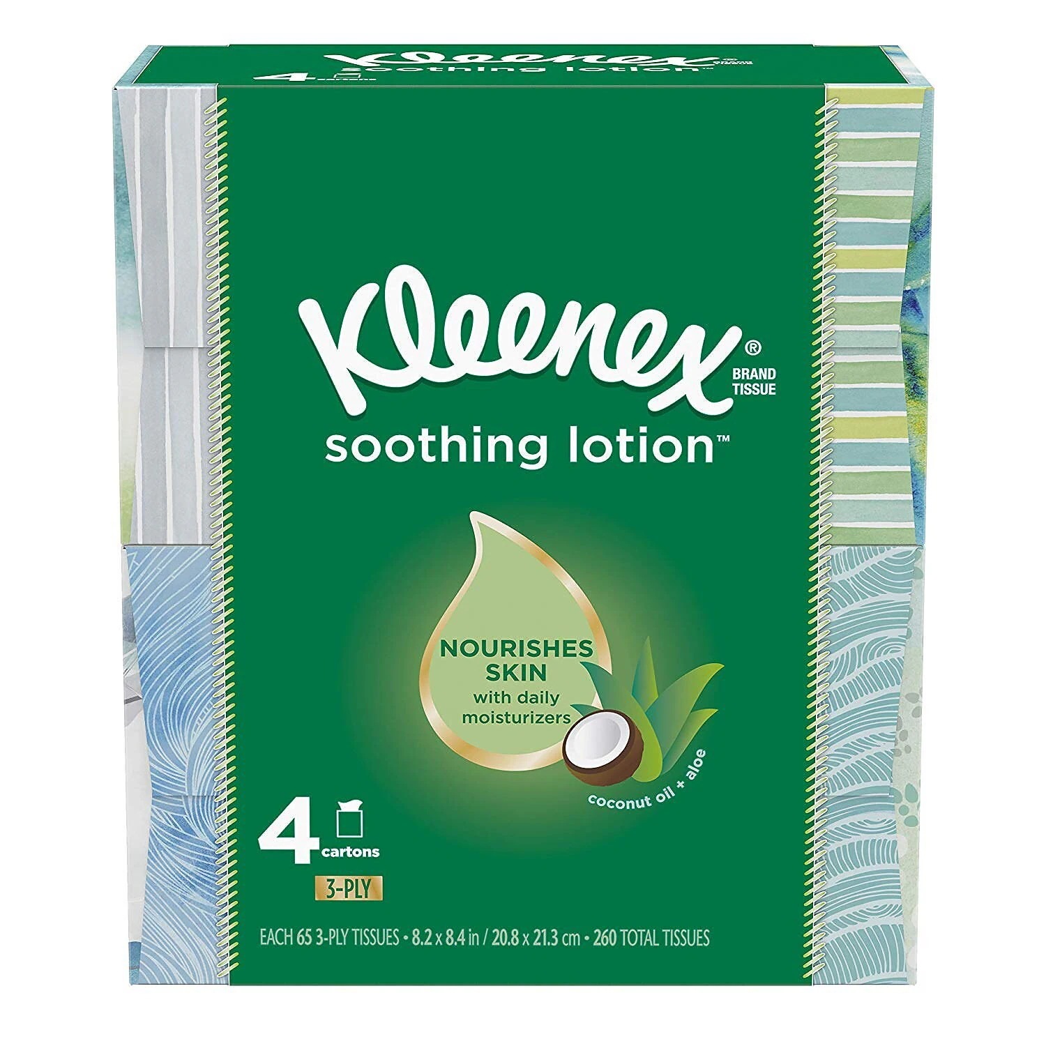 クリネックス癒しローション顔面ティッシュ4個キューブボックス4個1箱65個(合計260個)