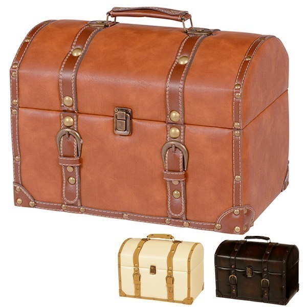 トランク アンティーク調 収納ボックス チェスター 収納ケース フタ付 宝箱 レトロ 小物入れ 小物ケース 幅34cm 奥行20.5cm 高さ27cm ディスプレイ 収納 小物 バッグ風