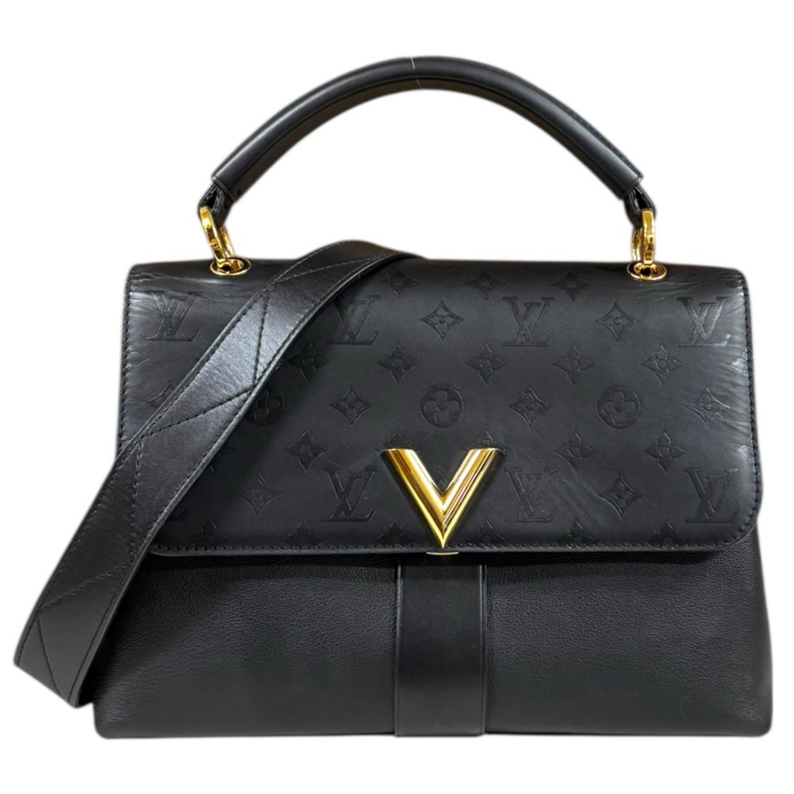 ルイヴィトン モノグラムシャドウ　ヴェリー ショルダーバッグ モノグラムシャドウレザー M51989 ブラック LOUIS VUITTON 中古