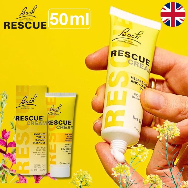 レスキュークリーム 【50ml 2本セット】 正規品, 無香料・敏感肌の乾燥/肌荒れ/手荒れを集中保湿・顔・手・全身用・ファーストエイドクリーム Bach Remedy Rescue 50ml x2