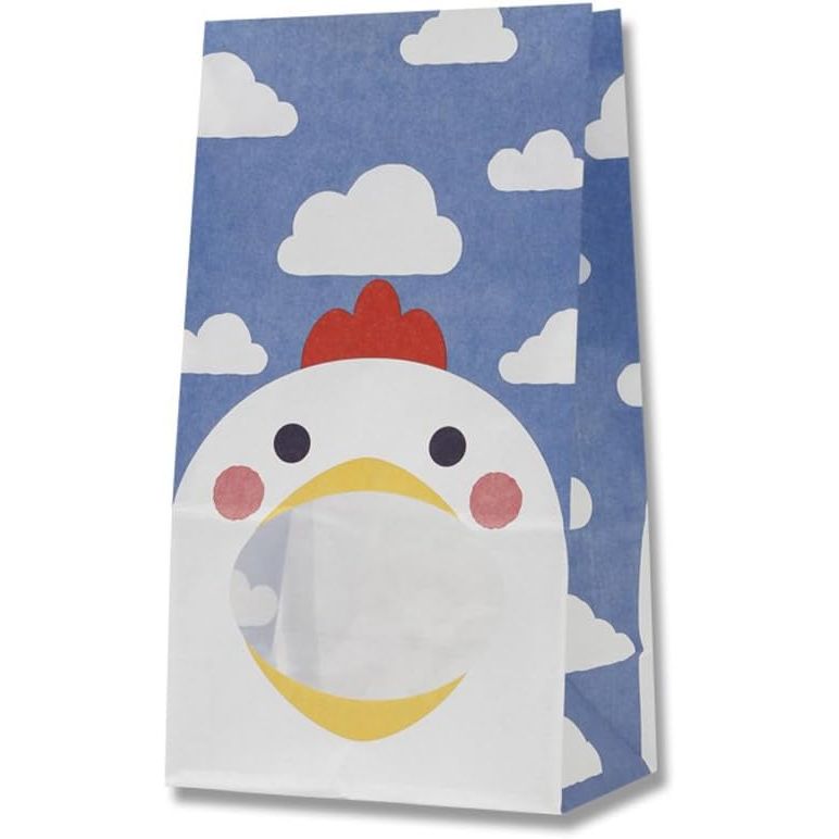 （まとめ買い）シモジマ HEIKO 紙袋 角底袋 窓付袋（内側ラミネート） パックンバッグ No.4 ニワトリ 50枚 幅130xマチ80x高235mm 004082400 [x3セット]