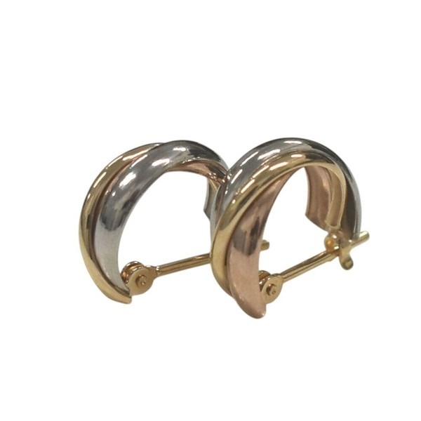 10金/プラチナ　スリーカラ－　クロッシングピアス 直径 16mm 幅 5.5mm