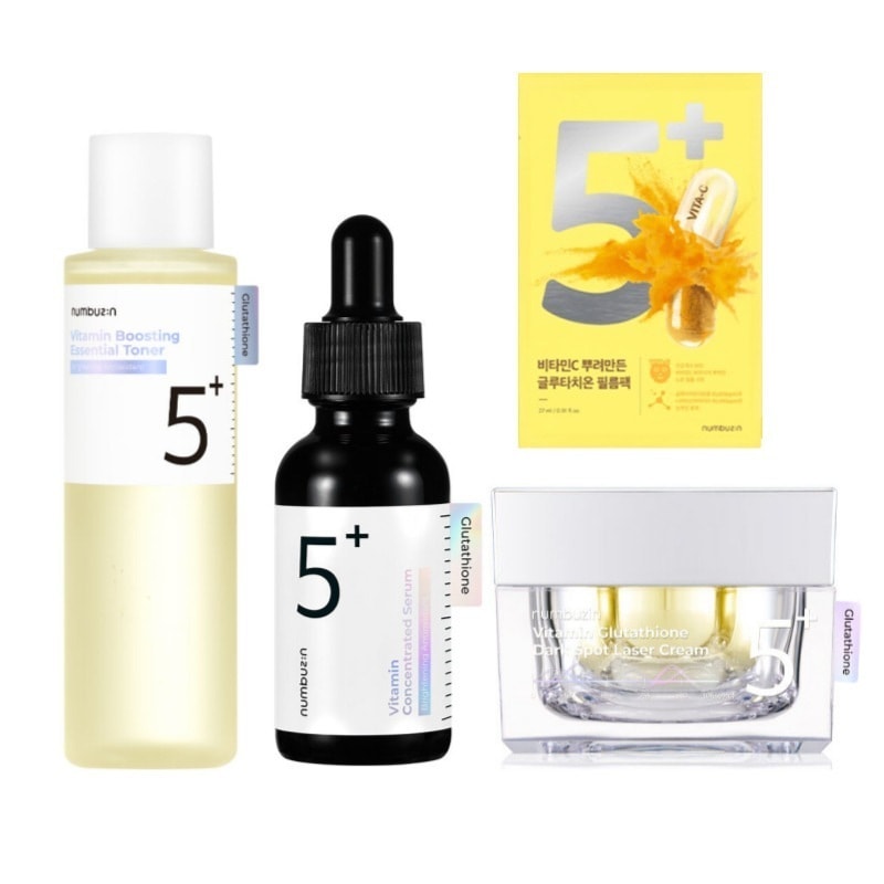 5番白玉グルタチオンＣ美容液+クリーム+トナー+パック/韓国コスメ