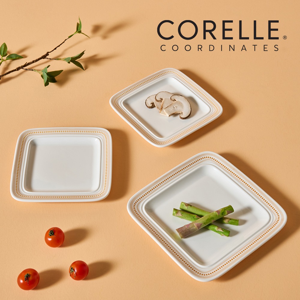 ローズモント セラミック スクエアプレート 3ピース テーブルウェア アイボリーオレンジ 4,749円