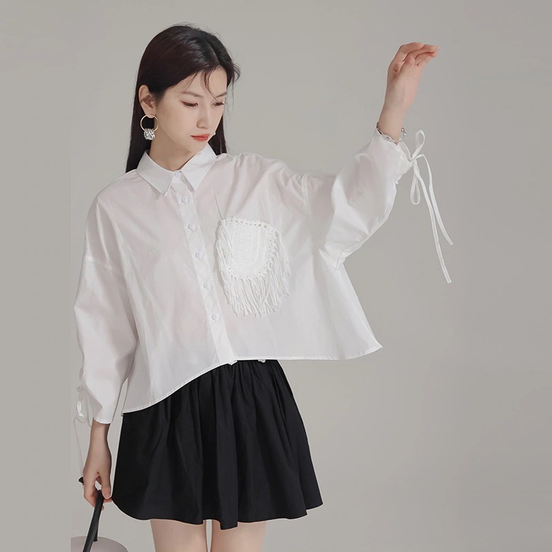 【J.Fashion】 2024夏新品 レースドッキング ロングブラウス 体型カバー ロングT 偽2セット UVカット 日焼け防止 半袖 ブラウス 関連商品は店で購入可能30%までに制限 5,199円