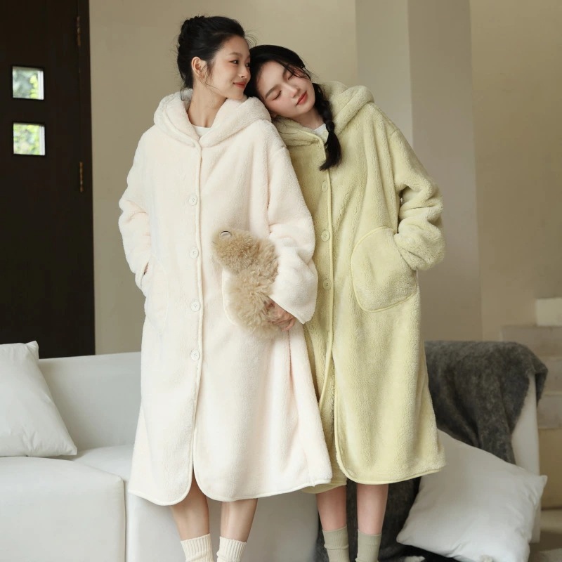 ルームウェア ワンピース 部屋着 レディース 着る毛布 フード付き ふわもこ 厚手 無地 冬 前開き 大きいポケット長袖 体型カバー 温活 ロングパーカー ボタン付き ナイトウェア 暖か 裏起毛 ギフ 5,888円