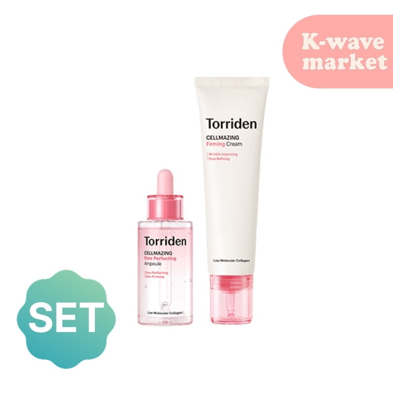 セルメイジング 低分子コラーゲン 毛穴 弾力 アンプル 30ml + 弾力クリーム 60ml 毛穴の引き締めとハリケア