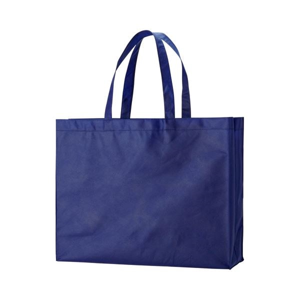 （まとめ） TANOSEE 不織布バッグ 大 ヨコ530タテ400マチ幅120mm ネイビー 1パック（10枚） 5セット