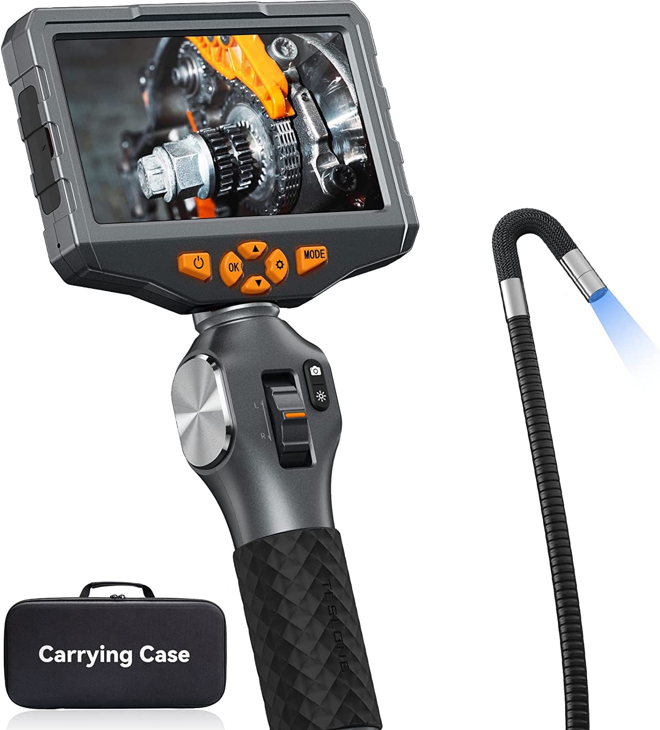 Teslong 内視鏡カメラ ファイバースコープ 工業用内視鏡 先端可動式工業用内視鏡 5インチ IPS液晶モニター1080P百万画素検査カメラ 防水 32G SDカード HDデジタル内視鏡 LEDラ