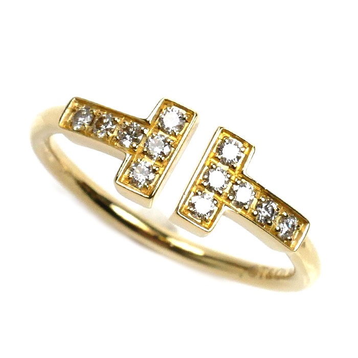TIFFANY&Co. ティファニー K18YG イエローゴールド Tワイヤー リング・指輪 60147099 ダイヤモンド 9号 2.2g レディース 中古