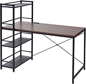 デスク 幅120奥行64.5高さ108.5cm コンセント(2口) ラック付き(左右入れ替え可能A4対応) 頑丈 組立品 ココアブラウン MRPE-1260(CCB/BK) 在宅勤務