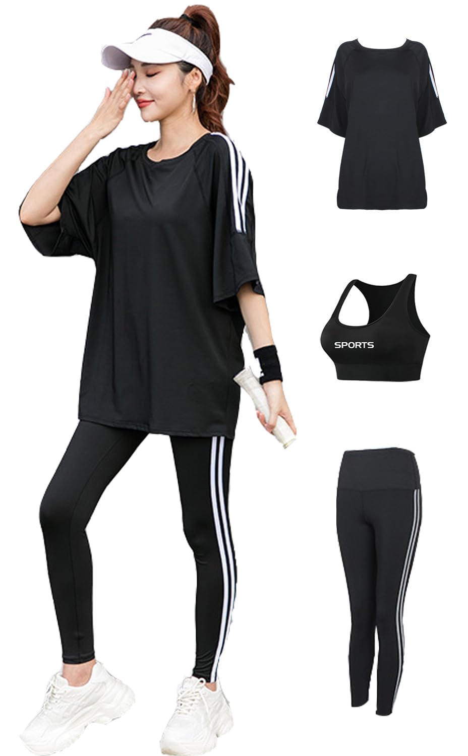 [Sujpjheed] スポーツウェア ヨガウェア ジャージ セット レディース フィットネスウエア 上下3点セット レディース トレーニングウェア アクティブウェア 上下セット レディース 韓国風