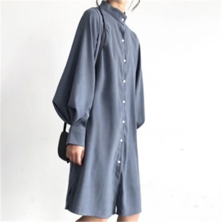 新作 気質 シンプル ワンピース 大きめサイズ 長袖 ック シャツワンピース ロングワンピース リゾートワンピース ンワンピース 韓国ファッション