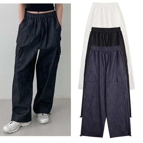 ムア ワイド カーゴ デニム パンツ 3色/MUAH Wide Cargo Pants