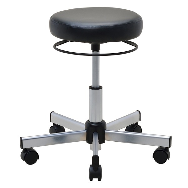 ラウンドキャスタースツール ブラック クローム脚（張地：抗菌仕様）[お客様組立品]