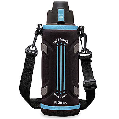 他サイト： アイリスオーヤマ 水筒 子供 スポーツボトル 1リットル 1L ブルー 真空断熱層で冷たさキープ6時間! 片手でワンタッチオープン&直飲み 持ち運びやすいストラップ付 氷をそのまま入れられる 部活や運の商品画像