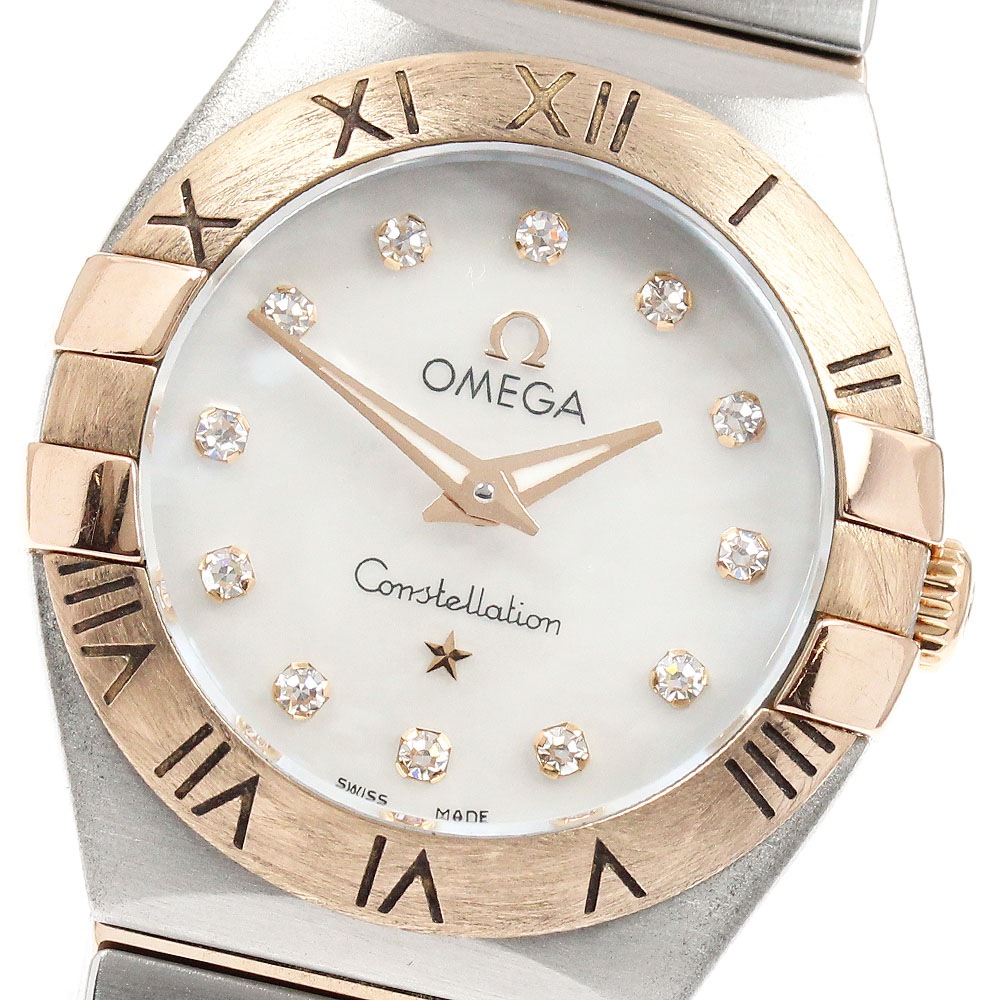 オメガ OMEGA 123.20.24.60.55.001 コンステレーション ブラッシュ 12Pダイヤ クォーツ レディース 保証書付き_958793【中古】