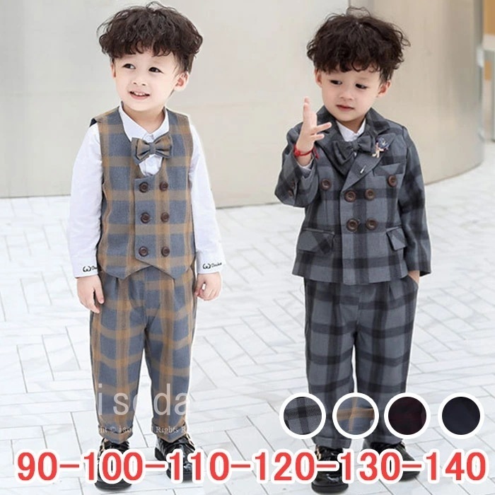【TIME HOLDER】フォーマルスーツ 男の子 おしゃれ 男の子 フォーマル スーツ キッズ 入学式 スーツ 子供服 大人っぽい セットアップ 男の子 子供スーツ ベスト ジャケット ズボン 4点