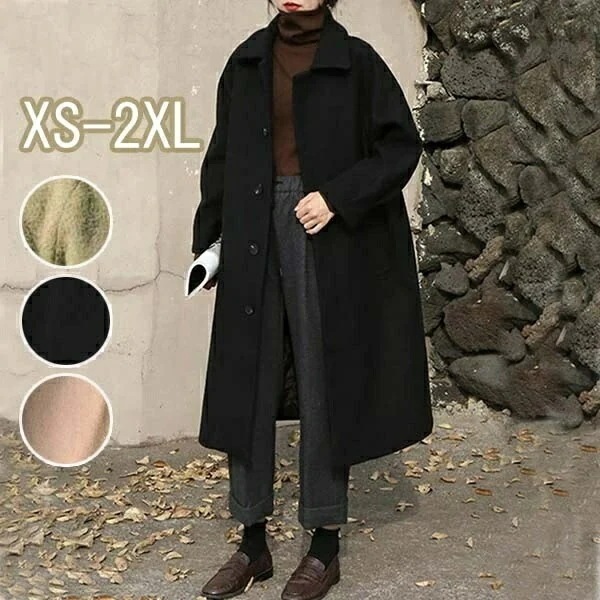 チェスターコート レディース 秋冬 ロング 細身 細見え きれいめ ベージュ コート ロング コート 防寒コート 韓国風 アウター 小柄 ブラック 大きいサイズ カジュアル シンプル 秋冬物 冬物 冬