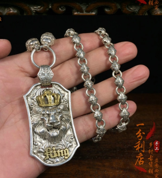 ネパールシルバースミスピュアハンドメイドライオンキングビースト